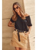 Camel denim skirt with a belt 6727 - Online store - Boutique